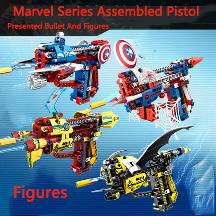 Legoing Marvel Series Gun Superhero Figures Compatible Legoings Military Weapon Firearms Pistol Model Building Blocks Child Toys