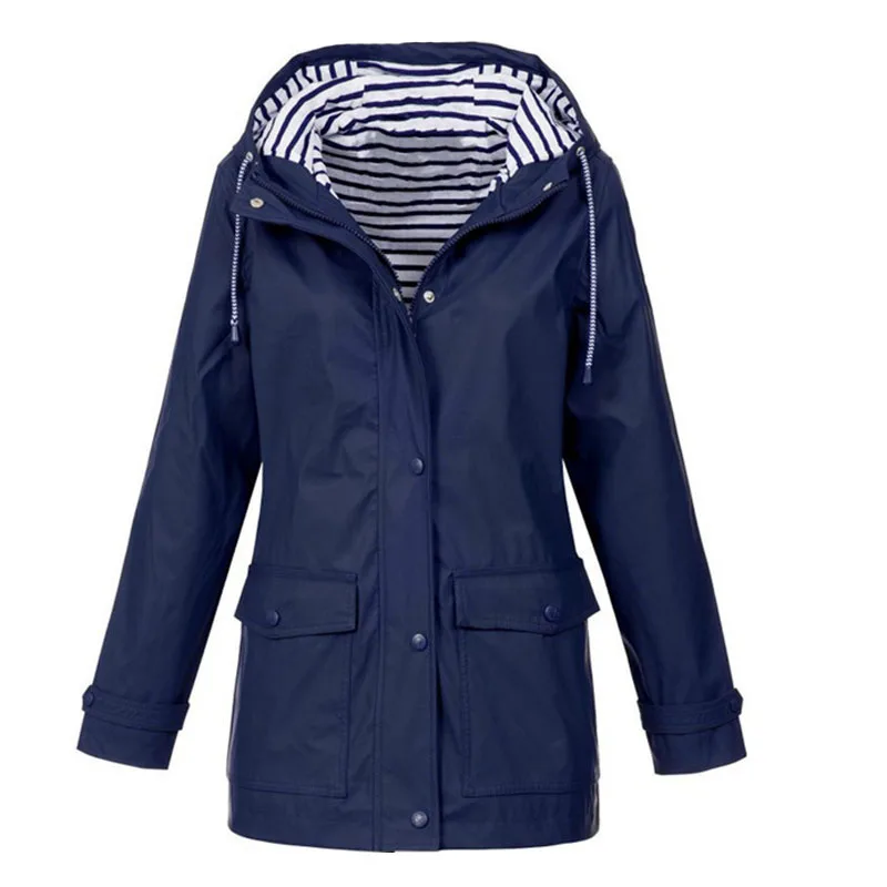 Новые женские быстросохнущие водонепроницаемые куртки Защита от солнца для отдыха на природе походные спортивные пальто плащ Женская ветровка - Цвет: navy