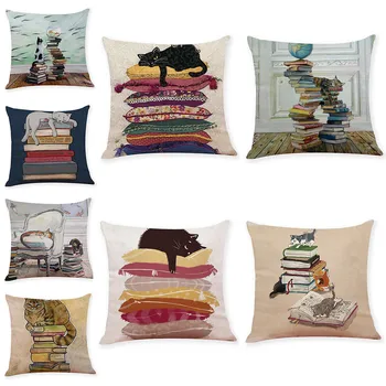 

#L5 2019 Hot Cotton Cat animal Linen Square Home Decorative Throw Pillow Sofa Waist Cushion Drop shipping