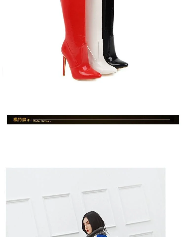 Women Pole Dance Shoes Woman Dancing Boots 2019 New Slim High Heels Sexy Knee Length Super Boots Patent Leather Pole Dance Large