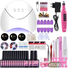 Набор для ногтей 36 Вт УФ светодиодный светильник Сушилка с 6/10/12 шт Гель-лак для ногтей комплект био-Гели Soak Off маникюрный набор Гель-лак для ногтей Nail Art инструменты