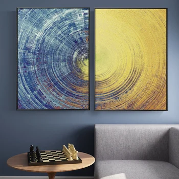 

home decoration gold Blue And Yellow Pattern Canvas Painting Modern Posters Prints Wall Art Pictures For Living Room Home Decor