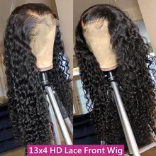Perruque Lace Front Wig frisée naturelle Remy – ali express, cheveux humains, 5x5, 13x4, avec Closure, Deep Wave, pour femmes africaines
