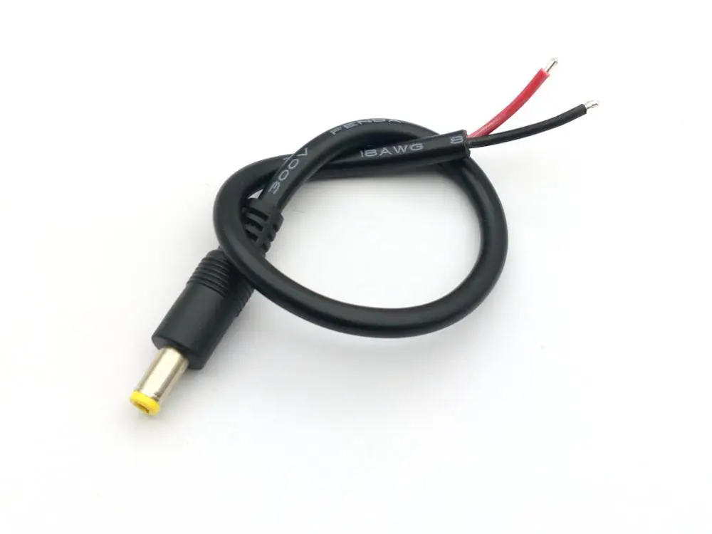 

5PCS 2.1mm (2.5mm) x 5.5mm DC Power Male Plug 18AWG CABLE 30cm