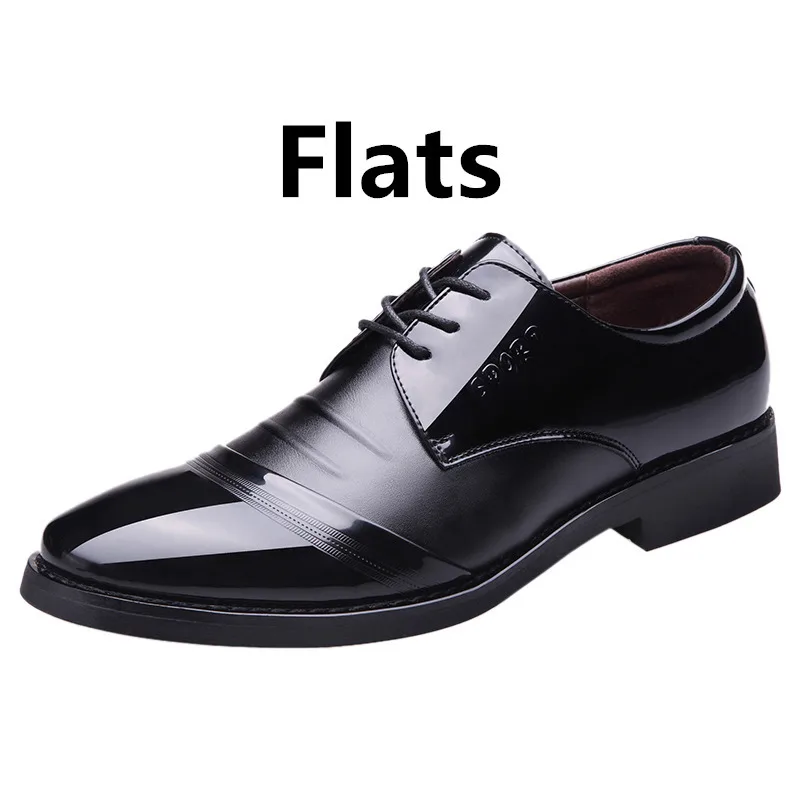 Свадебные туфли, визуально увеличивающие рост на 6 см; Мужская официальная зимняя обувь; Мужская обувь; Черные Мужские модельные туфли из лакированной кожи; оксфорды, увеличивающие рост - Цвет: 1