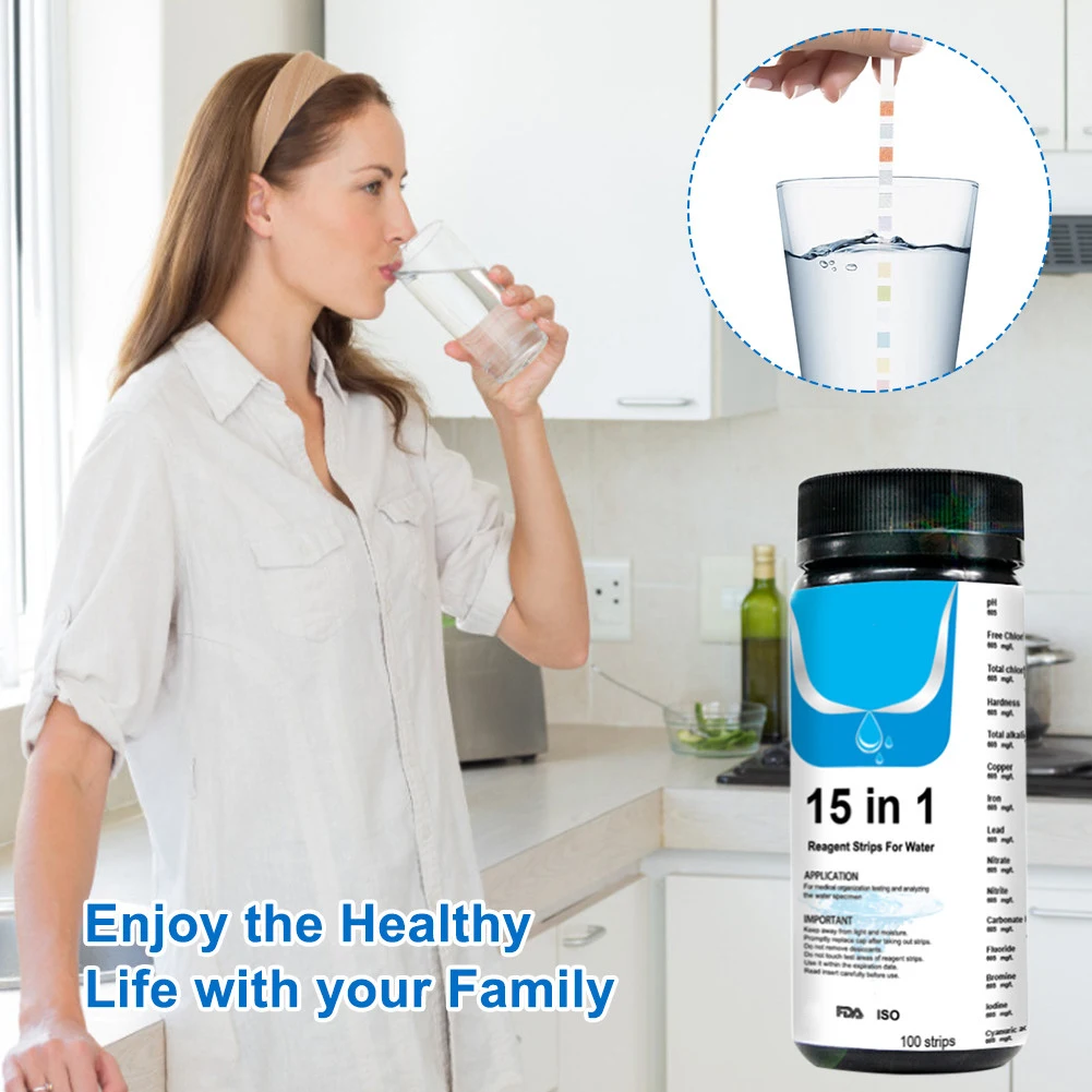 Upgrade16-in-1 Water Quality Test Strip Aquarium Test Strips Checking Water Quality Test Aquarium Fish Tank Pool Drinking Strip 100pcs