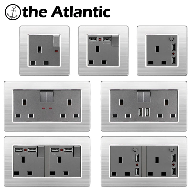 UK Plug Power Socket 13A With USB Charging Wall Outlet Double Outlet