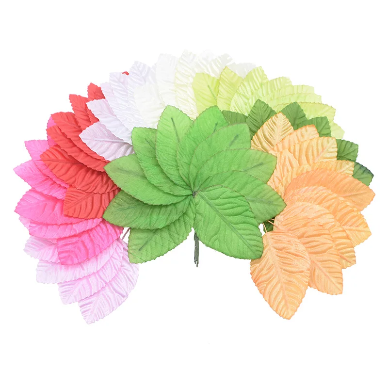 

200pcs 4cm Embossed Nylon Silk Leaf Green Leaves Artificial Flower For Wedding Decoration DIY Wreath Gift Craft Fake Flower