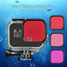 3-х частей Водонепроницаемый фильтр со скорлупой из Отличная АБС-пластик продолжительная высокая прочность Совместимость с GoPro Hero Спортивные 8 Камера