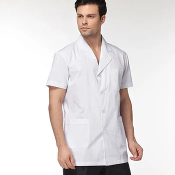 

Men White Medical Coat Clothing Medical Services Uniform Nurse Clothing Short-sleeve Polyester Protect Lab Coats Clothing