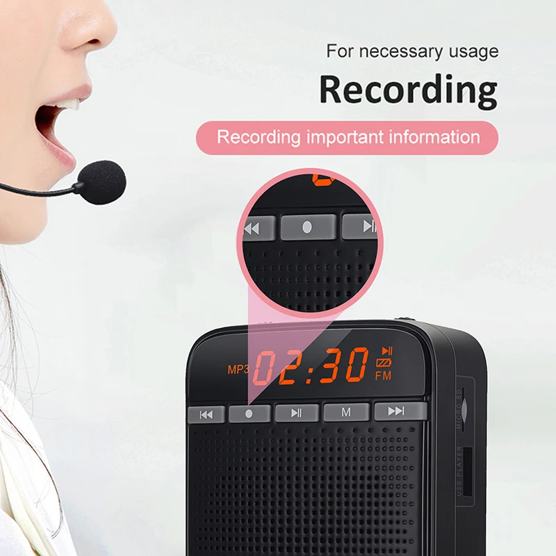 SHIDU 10W Voice Amplifier for Teachers Megaphone AUX Audio Sound Speaker Recording FM Radio With Wired Microphone Tour Guide portable speaker