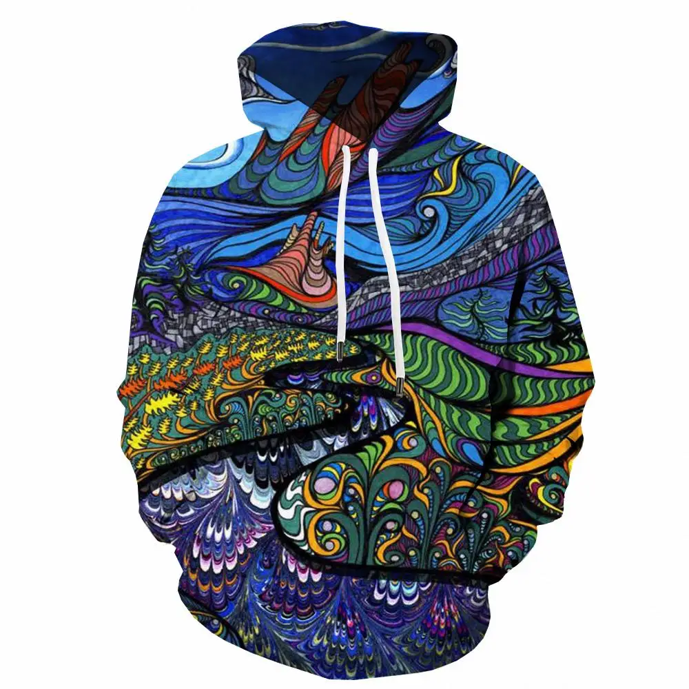 

3d Hoodies Hippie Hoodie Men Colorful Hooded Casual Gradient Hoody Anime Funny 3d Printed Long Sleeve Funny Pullover Fashion