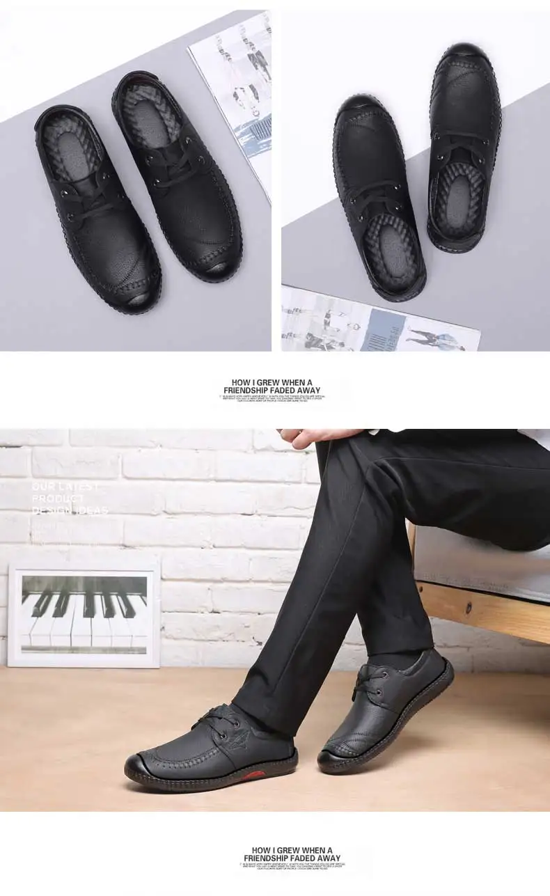 Mens Leather loafers boat shoes None-Slip Lace-up comfortable outdoor sports shoes spring autumn ankle boots (18)