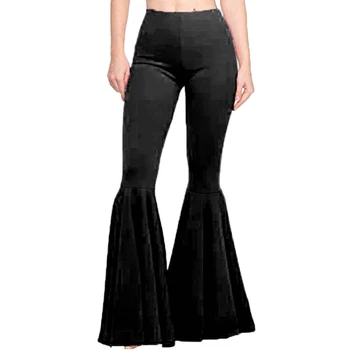 

Polyester Long Bell Pants Stretchy Women Trousers Wide Leg Casual Yoga Elegant High Waist Bottom Solid Autumn Fashion