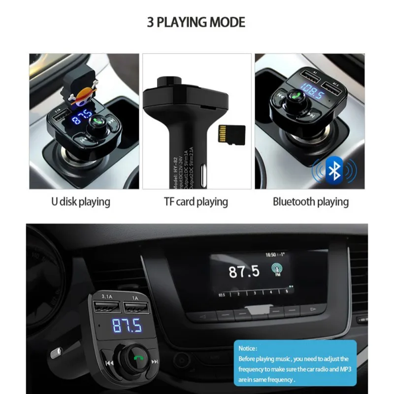 Автомобильный MP3-плеер, Bluetooth, fm-передатчик, комплект, Автомобильный громкоговоритель, mp3 модулятор, двойной USB, зарядка, прочный