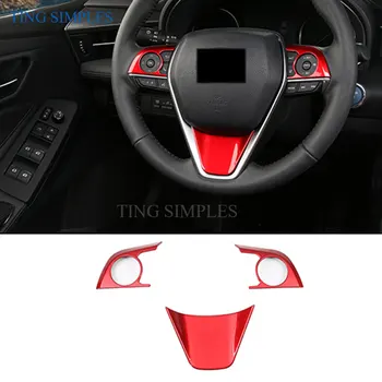 

Steering Wheel Decoration Frame Cover Trim 3 Piece ABS chrome Fit For Toyota Avalon 2019 2020/ Red/Matte /Carbon Fiber accessori