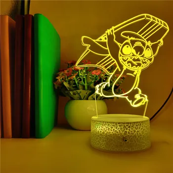 

Lilo & Stitch 3D LED Cute Cartoon Surfing Modeling Lamp 7 Colors Change Lights Child Xmas Birthday Toys Gifts Bluetooth Speaker