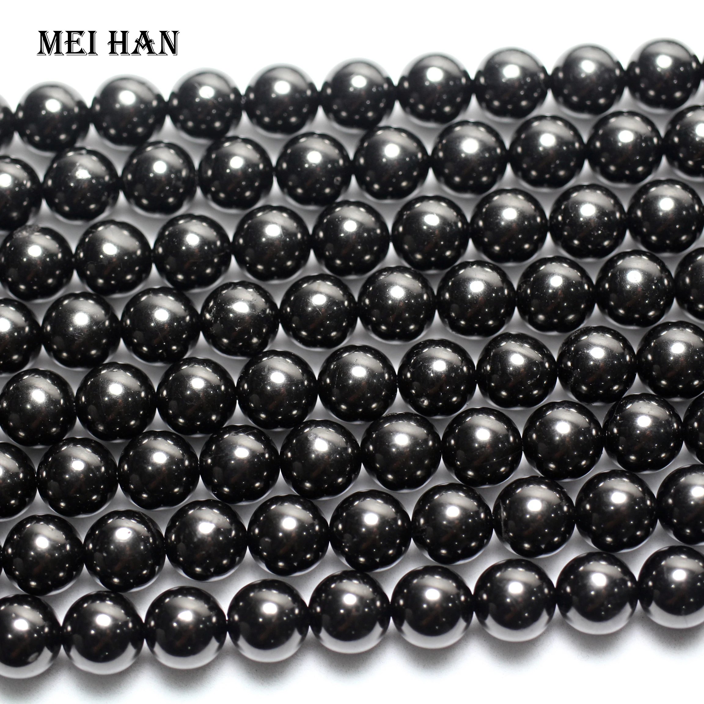 Meihan подарок(2 нити/Лот) натуральный 10+-0,2 мм реактивный круглый черный бисер камень для изготовления ювелирных изделий
