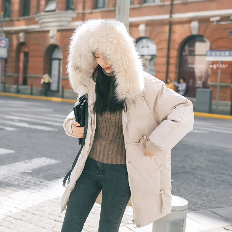 

Cotton Coat Women's Mid-length 2019 Winter New Style Loose-Fit BF Students down Feather Cotton-padded Jacket INS down Coat Cotto