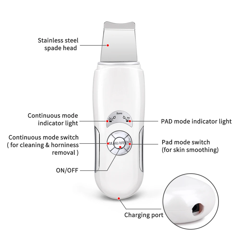 Home Use Ultrasonic Skin Scrubber Face Cleaner Deep Face Cleaning Pore Peeling Blackhead Removal Ultrasonic Skin Scrubber
