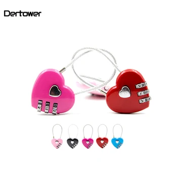 

1pcs Heart Shaped Padlock 3 Dial Digit Password Lock Luggage Password Padlock Double Mood Love Lock Travel Gift 5 Colors