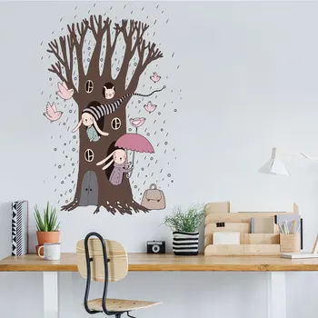 

Creative Rabbit Bird and Tree Wall Stickers Cartoon Animal Art Wall Decals for Kids Rooms Bedroom Living Room Home Decor Y1596