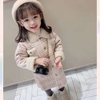 

Anlencool Best-selling brand Girls coat winter thicken 2020 Kids New fashion grid children's fleece coat foreign trade girl coat