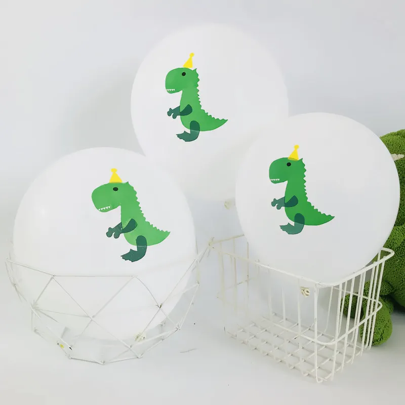 Вечерние украшения в виде динозавра Топпер для торта с днем рождения баннер воздушные шары в виде динозавра вечерние праздничные украшения для мальчиков - Цвет: 6PCS white