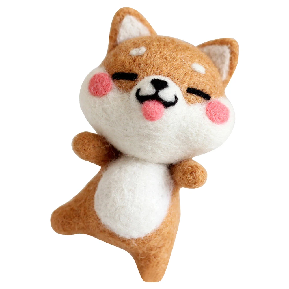 

Fashion Cute Gift Shiba Inu Handmade Toy Doll Her Wool Felt Poked Knitting Unfinished DIY Wool Felting Package Needle Felting