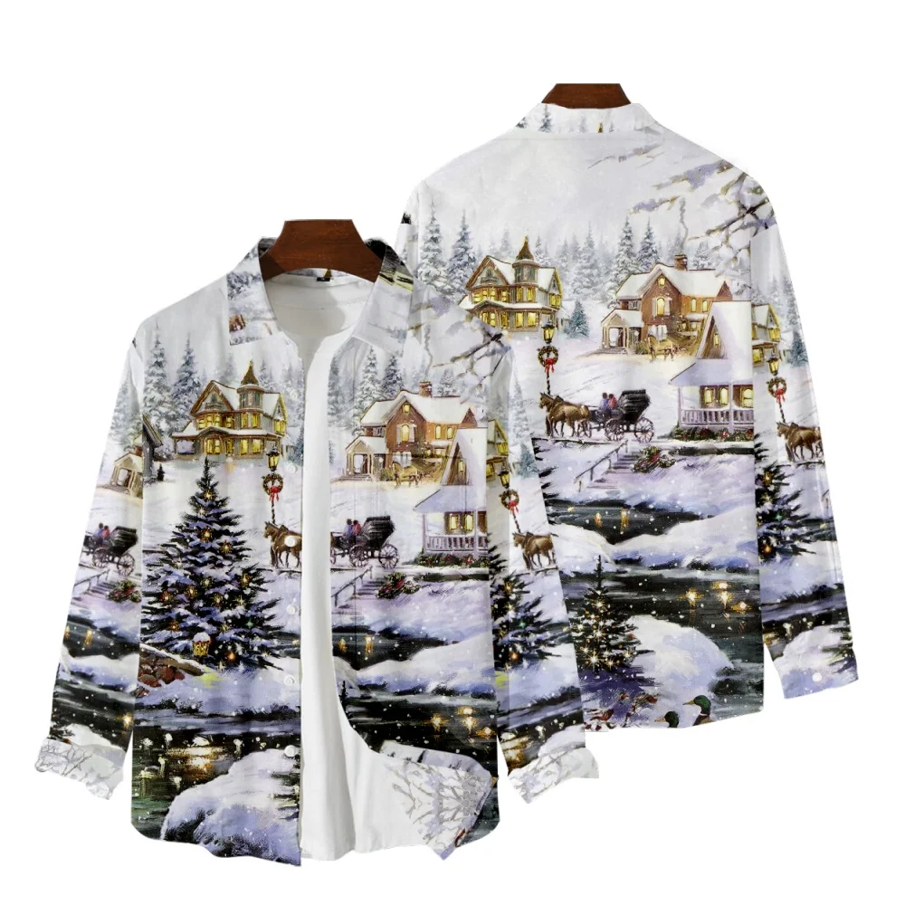 

3D Full Printed Christmas Men's shirt Casual Loose Cardigan Long Sleeve Women Shirt Fashion Boys Girls Clothing