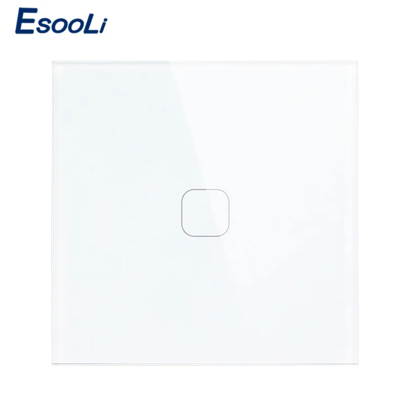 Esooli 1 банда 1 способ сенсорный выключатель 220 В стандарт ЕС настенный светильник сенсорный экран переключатель Кристалл Стекло Светодиодная панель сенсорный выключатель