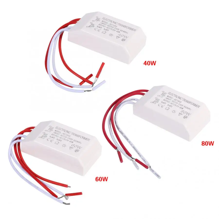 Напряжение Электронный трансформатор 40 Вт/60 Вт/80 Вт AC220V~ 240V-AC12V галогенная лампа Электронный трансформатор-драйвер питания адаптер