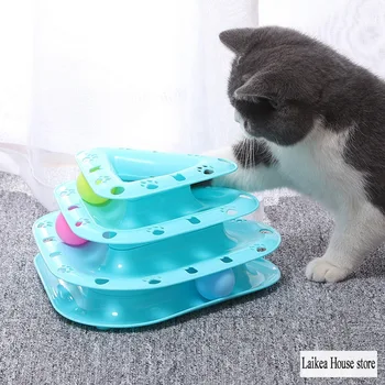 

2020 New Cat Toy Play Disk Rotating Three Layer Cat Turntable Cat Play Disk Puzzle Funny Cat Toy Pets Interactive Toys