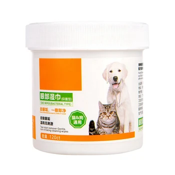 

120 Pcs Pet Round White Wipes for Dogs Cats Other Pets Safely Gently Clean the Tears Stains Aloe Extract