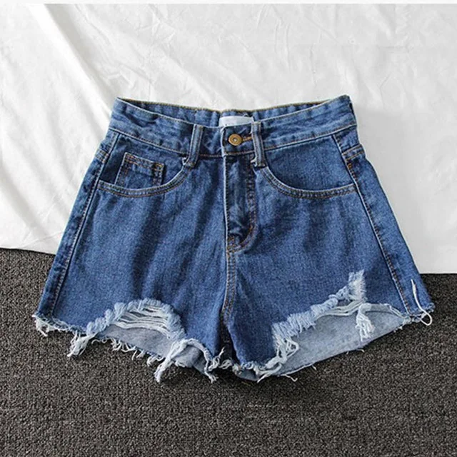 Women Wide Leg Hole Black Denim Shorts Casual Female Streetwear Loose Solid Color White Jeans Shorts Casual Female Shorts Loose black shorts Shorts