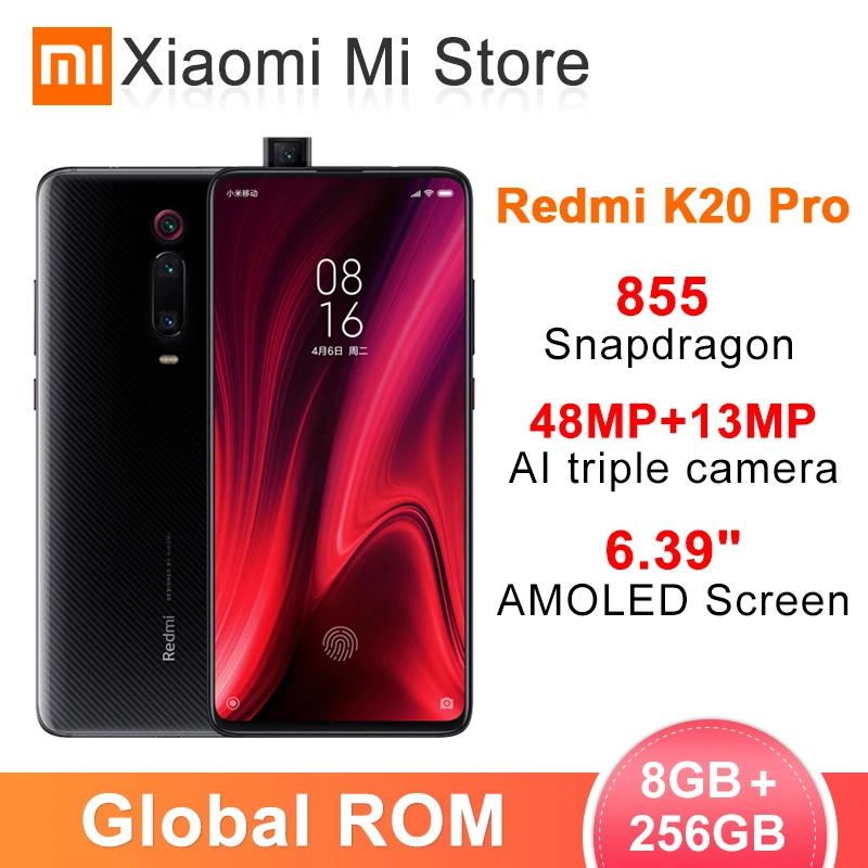 Мобильный телефон Xiaomi Redmi K20 Pro, 8 ГБ, 256 ГБ, Восьмиядерный процессор Snapdragon 855, 48 Мп+ 20 МП, 4000 мАч, 6,39 дюйма, 2340x1080, FHD