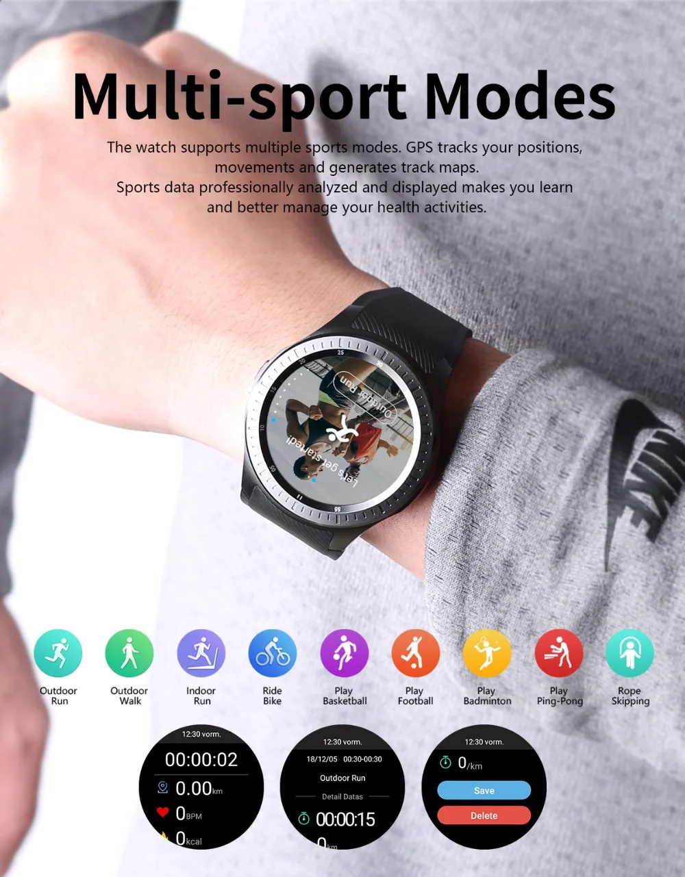 DM368 плюс Смарт часы Bluetooth Smartwatch 4G сети MT6739 Android 7,1 1 Гб+ 16 ГБ с сердечным ритмом Gps Wifi