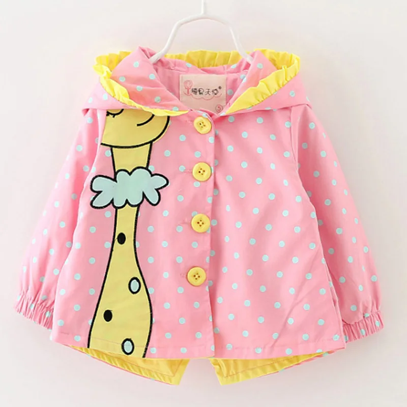 AX061 Pink Mayfair Cabin Girls Coat Baby Clothes cartoon Coats dot hooded Children Outerwear&Coats Fashion baby girl coats Jackets clothing - Color: AX061 Pink