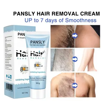 

Pansly 8 Mins Quickly Hair Removal Cream Face Body Cream Bikini Hair Depilatory Beard Growth Hair inhibit Painless Legs Arm E7W8