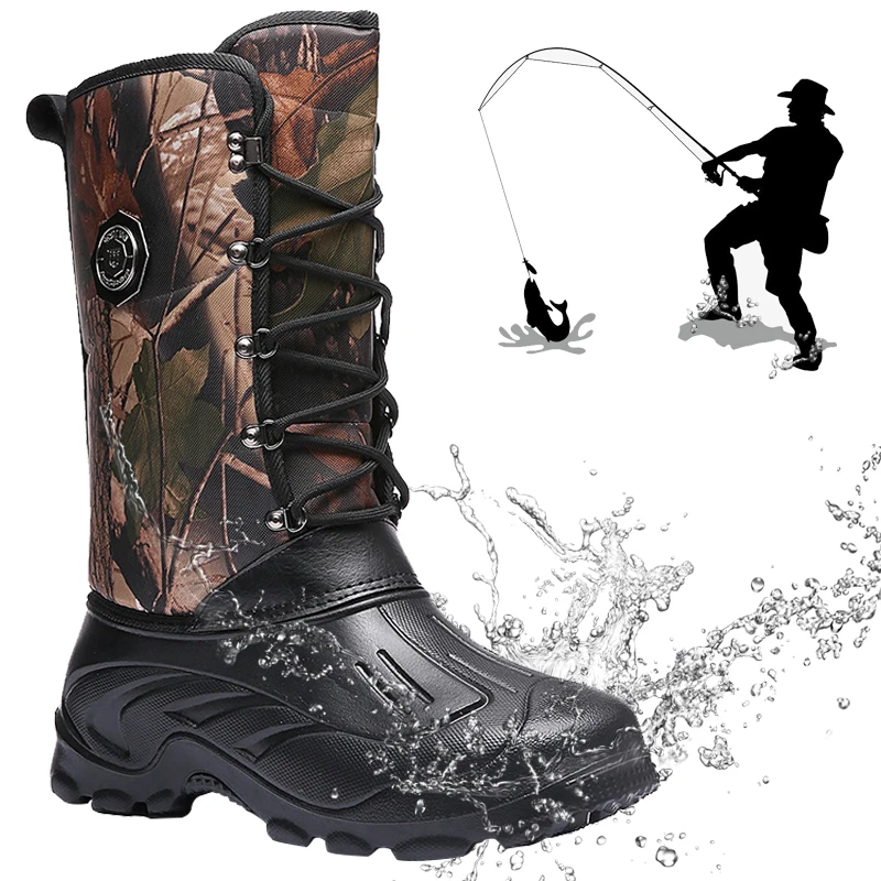 

Fishing Boots Men Outdoor Camping Shoes Waterproof Hunting Boots Hiking Men Tactics Climbing Non-Slip Thermal Shoes Men Fishing