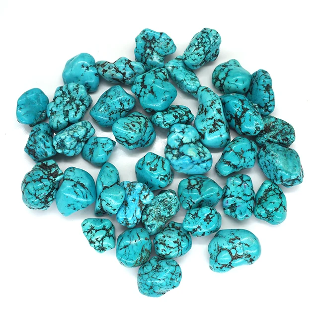 Természetes Fehér Howlite Türkiz Festett Zöld Tompított Szabálytalan Kő Gyógyító Kristály Drágakő - Image 4