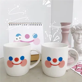 

New Creative Cloud Smile Face Ceramic Mug Cartoon White Coffee Tea Milk Cups with Handle 320ML Novelty Birthday Gifts Mugs