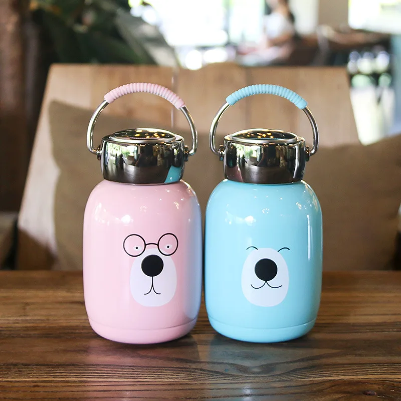 

Cartoon Bear Vacuum Flask Cute Mug Mini Belly Cup Portable Water Bottle For Men And Women