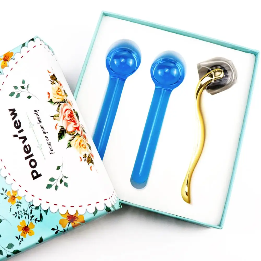 

Magic Cool Blue Ice Globe Roller Ball Facial Massage with Derma skin roller Tools for Face anti acne