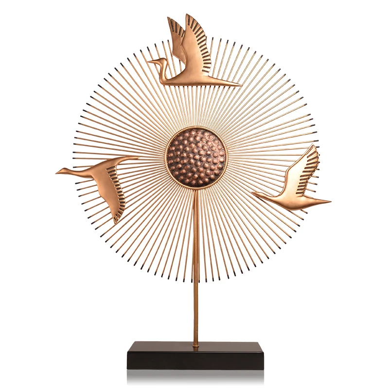 NEW CHINESE WROUGHT IRON SUN CRANE ART SCULPTURE RESIN CRAFT DESKTOP MODERN SIMPLE ANIMALS FIGURINES HOME DECORATE R2775 | Дом и сад