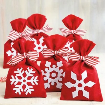 

Merry Christmas Gift Bags Snow Decor Cloth Xmas Packing Bags Happy New Year 2020 Christmas Candy Bags
