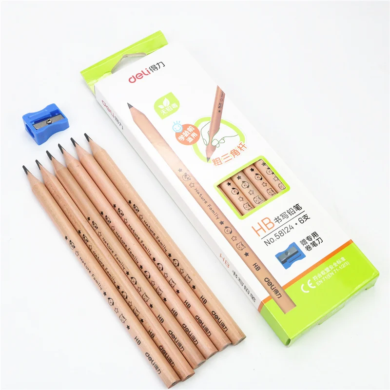 Толстые треугольные карандаши 6 ручек набор и точилка для карандашей подарок ребенок Рисование эскиз HB ручка