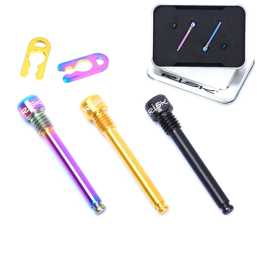 Bicycle Disc Brake Pad RISK Bicycle Hydraulic Disc Brake Pad Bolts M4 Titanium Alloy Fixing Pin Inserts Caliper Hexagon Screws Retainer Pin With Circli