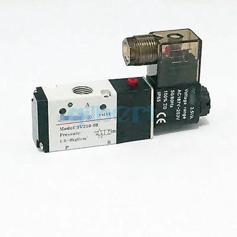 3 позиционный Пневматический электромагнитный клапан 3V210 08 1/4 дюйма BSP 12 В