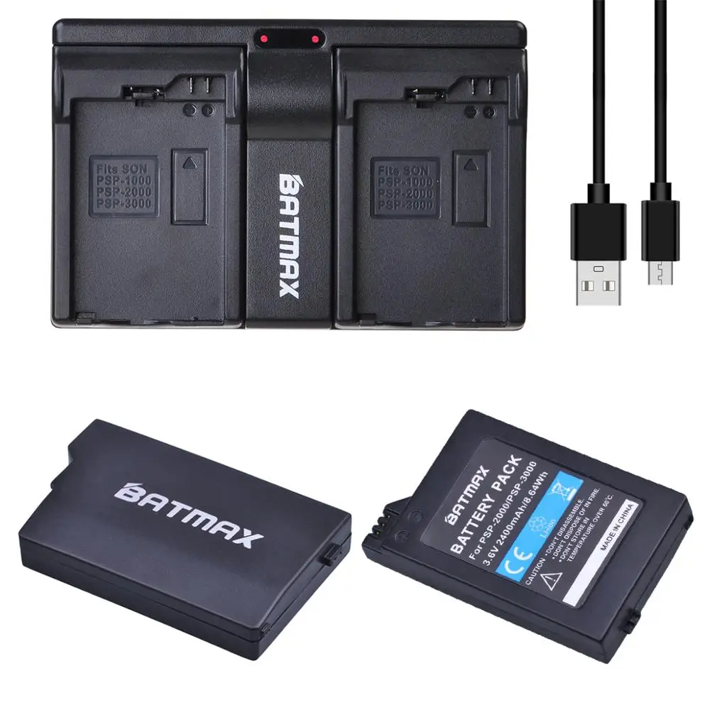 2Pcs 3.6V 2400Mah Psp 2000 Psp-2000 Batteria + Caricatore Doppio Usb Per Sony Psp 2000/3000 Console Di Psp-S110